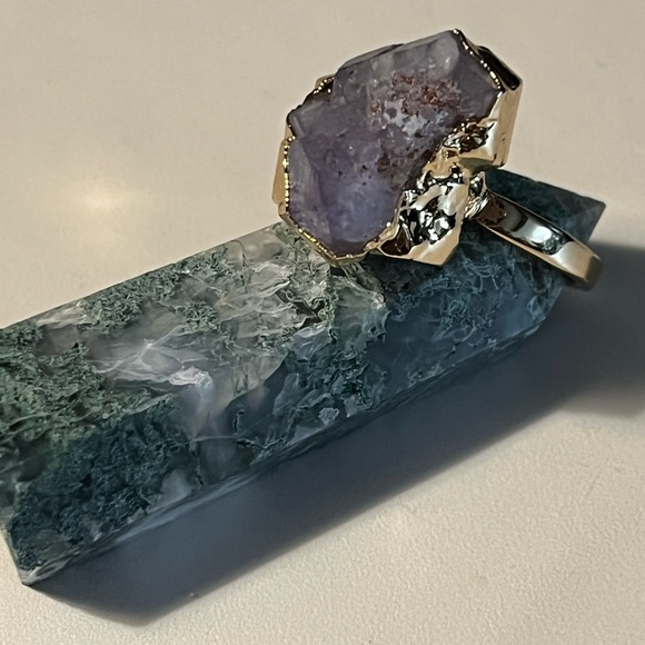Hand Crafted Jewelry - raw amethyst ring- 12